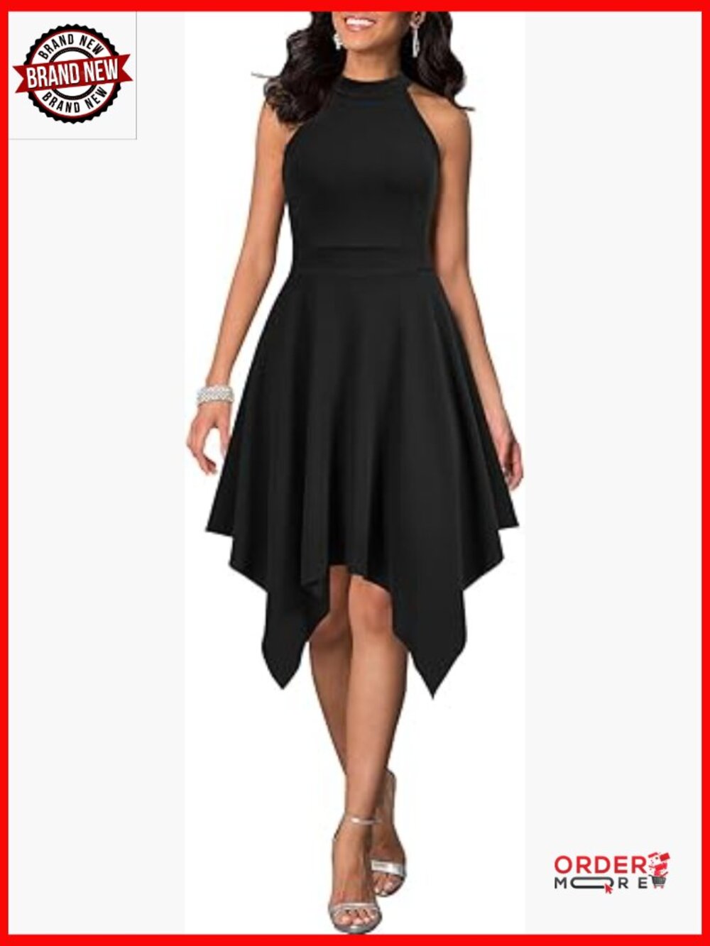 Sleeveless Halter Neck A-Line Cocktail Dress with Asymmetrical Hem